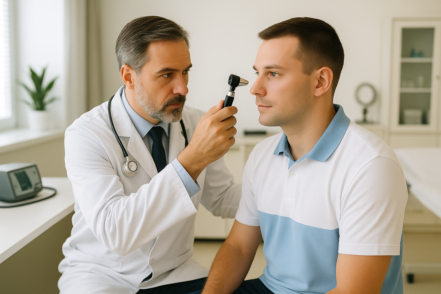 Profissionais realizando exames de medicina ocupacional