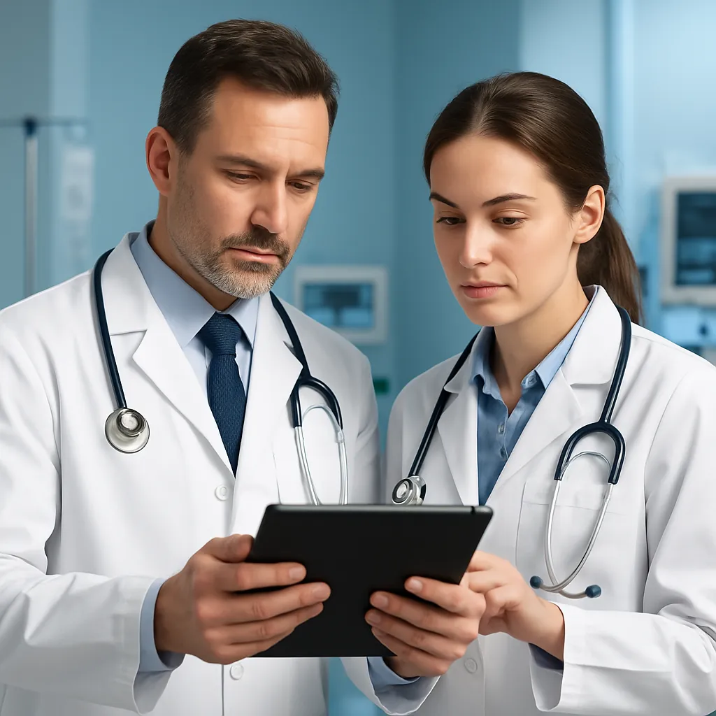 Equipe médica reunida em planejamento de uma feira de saúde